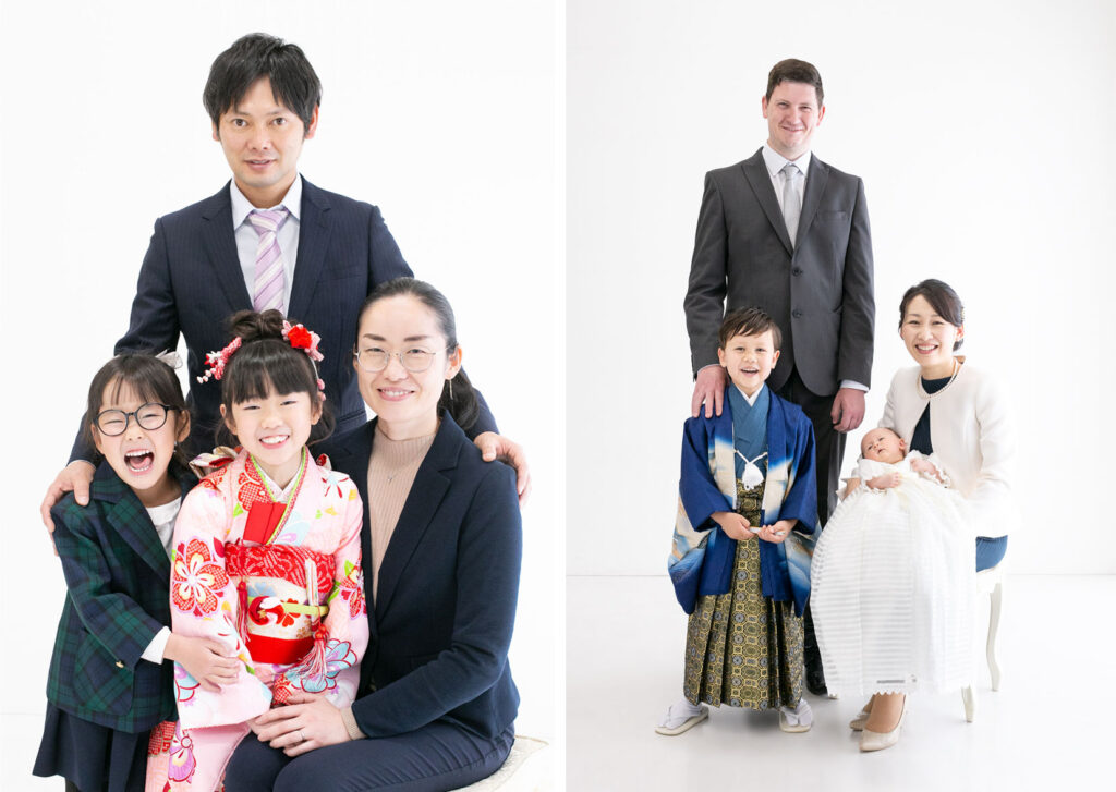 七五三家族の服装パターン１：パパ・ママともににスーツ
