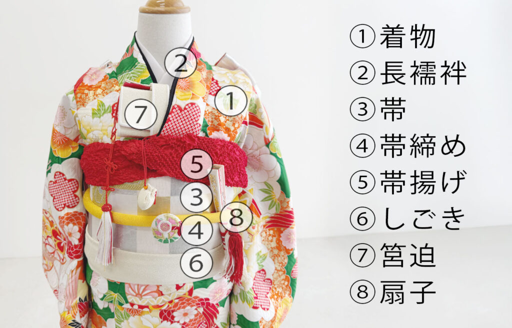 七五三 着付け小物一覧|7歳女の子
着姿正面