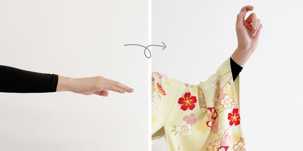 袖丈の長いヒートテックの着用画像